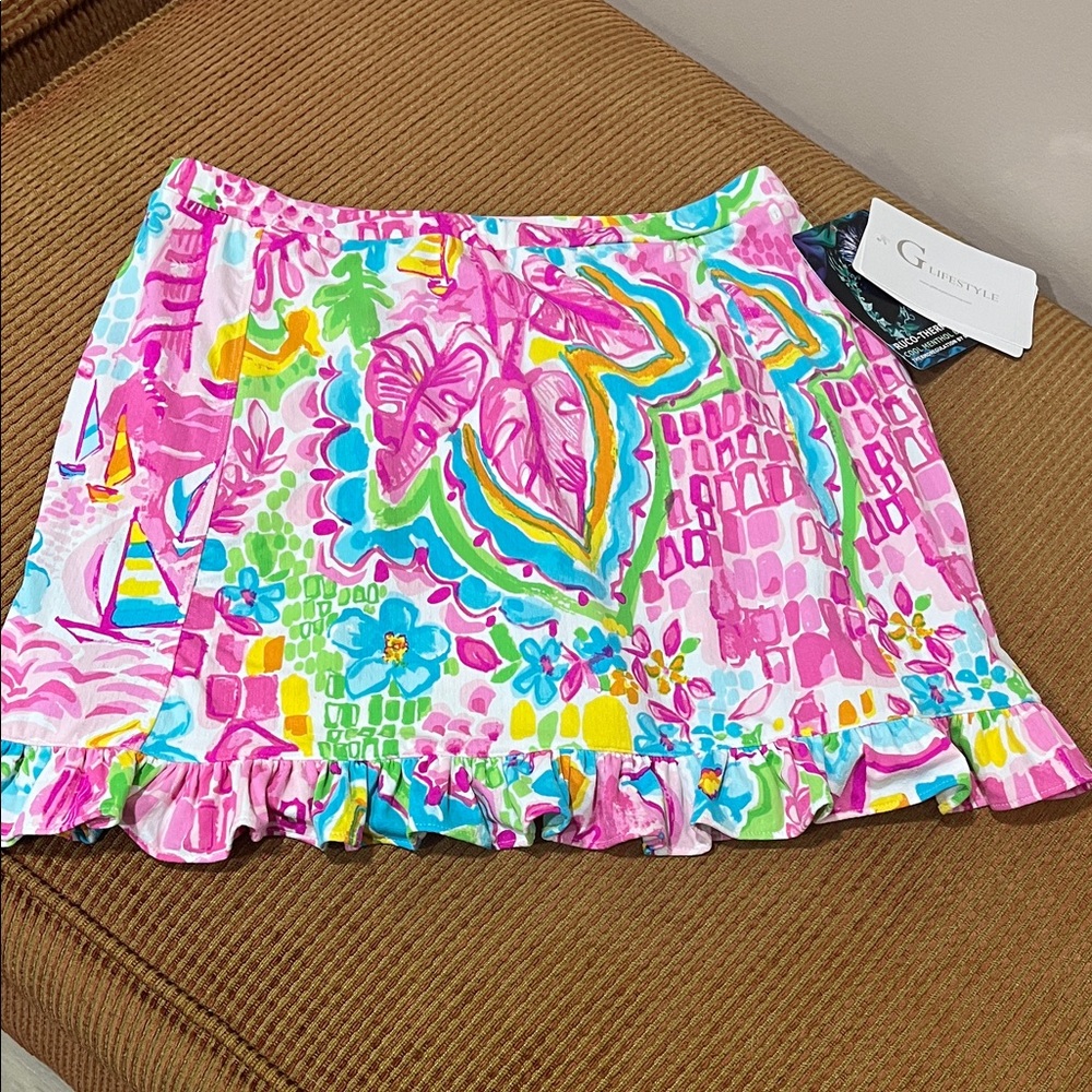 Gretchen Scott Designs Pink and Blue Mini Skirt